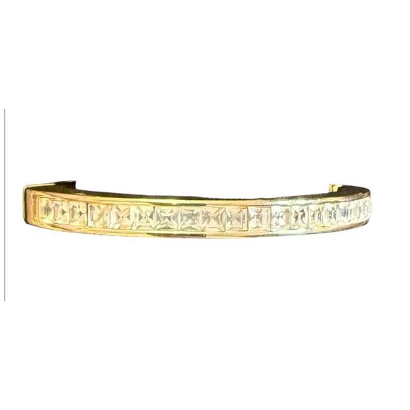 Art Deco Vintage Hinged Bangle Bracelet With Pave’ Set Rhinestones Vintage - Picture 5 of 9